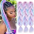 thumbnail image 1 of 3 Piezas Ombre Marrón Jumbo Trenza Pelo Sintético 24 Pulgadas 100g Pelo Kanekalon (Púrpura/Azul/Rosa/Verde), 1 of 1