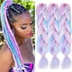 thumbnail image 1 of 3 piezas de cabello sintético trenzado gigante marrón ombré de 24 pulgadas y 100 g de cabello Kanekalon (púrpura, azul, rosa y verde), 1 of 4