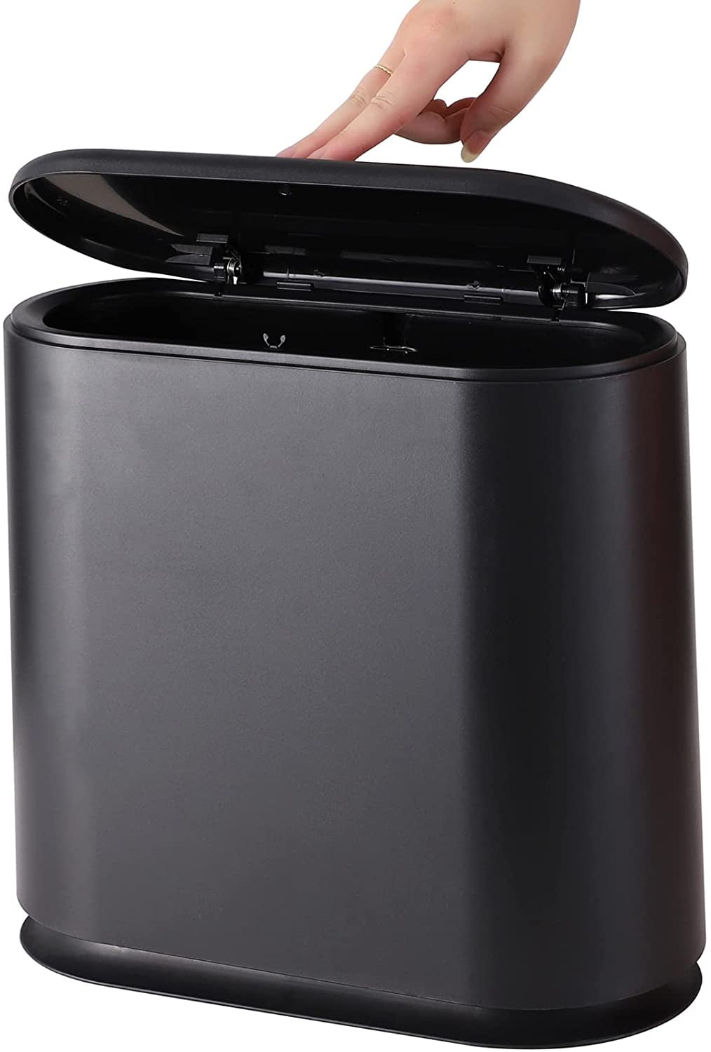 12 Liter Rectangular Plastic Trash Can Wastebasket with Press Type Lid