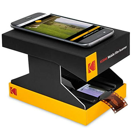 KODAK Mobile Film Scanner – Scan & Save Old 35mm Films & Slides w/Your Smartphone Camera – Portable, Collapsible Scanner w/Built-in LED Light & Free Mobile App for Scanning, Editing & Sharing (Best Color Slide Scanner)