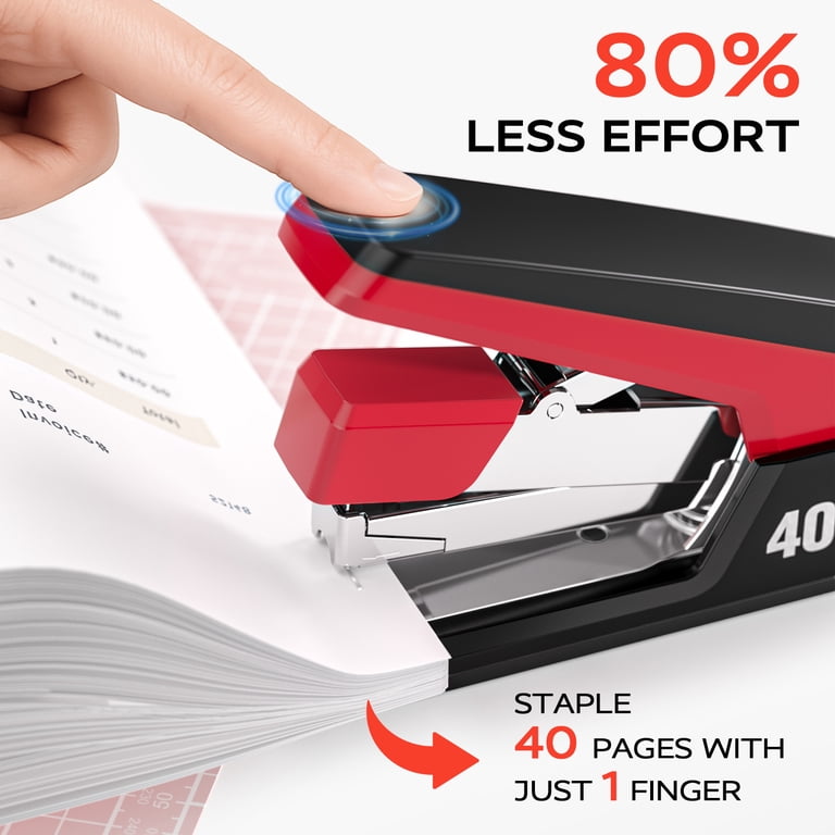Heavy Duty Desktop Stapler, 40-Sheet Capacity, Red photo 6