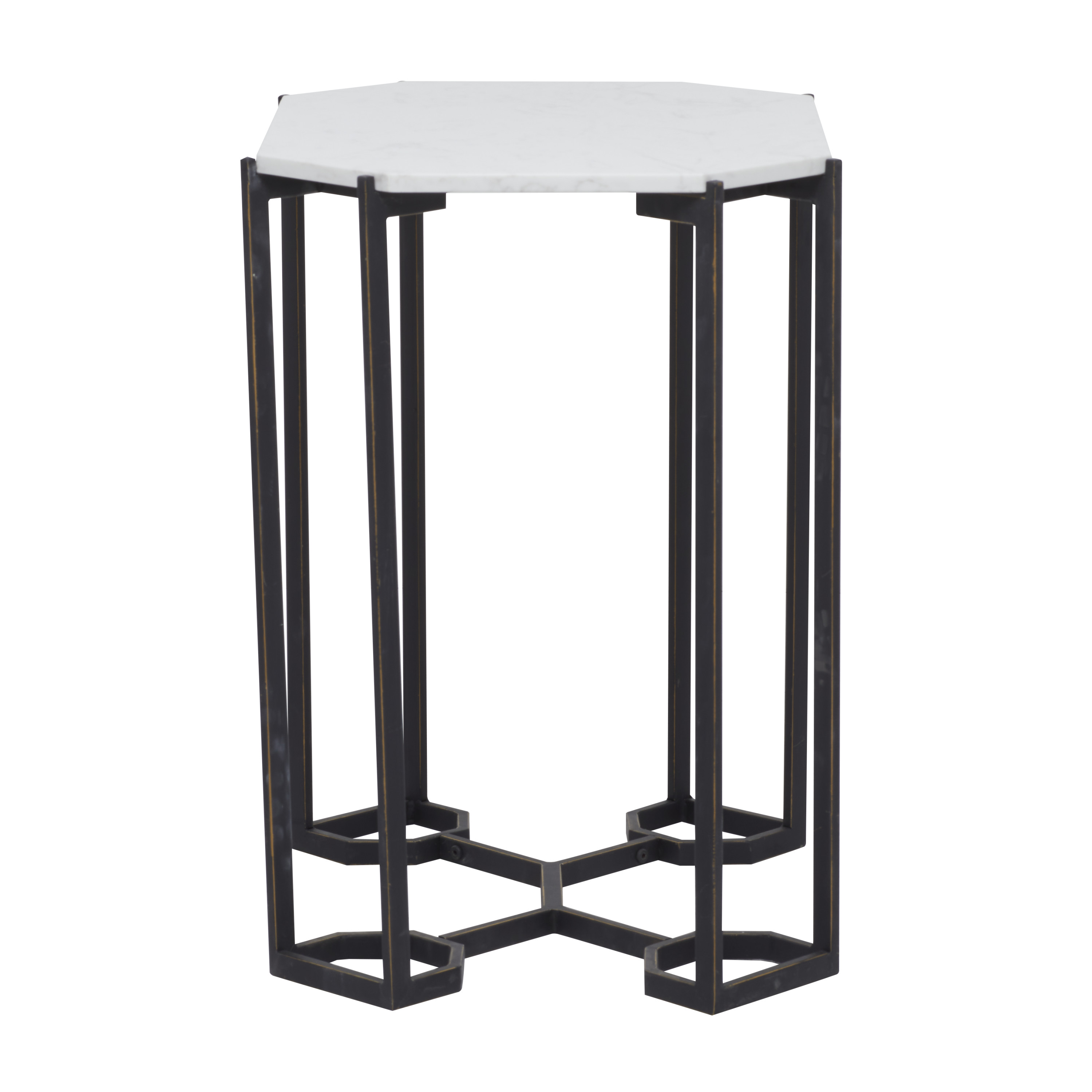 DecMode 18"W, 21"H Metal Contemporary Accent Table, White, 1-Piece