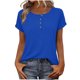 thumbnail image 3 of TaTaai 2026 Spring Summer Solid Color Short Sleeve Top for Women Round Neck Button Front Casual Blouse Basic Tee Comfy Daily Vacation Outfits Gift, 3 of 9