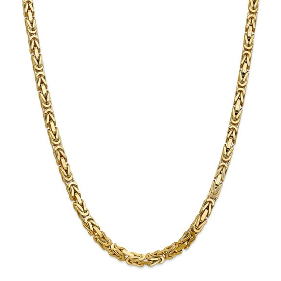 Real 14kt Yellow Gold 5.25mm Byzantine Chain; 26 inch; Lobster Clasp; for Adults and Teens; for Women and Men