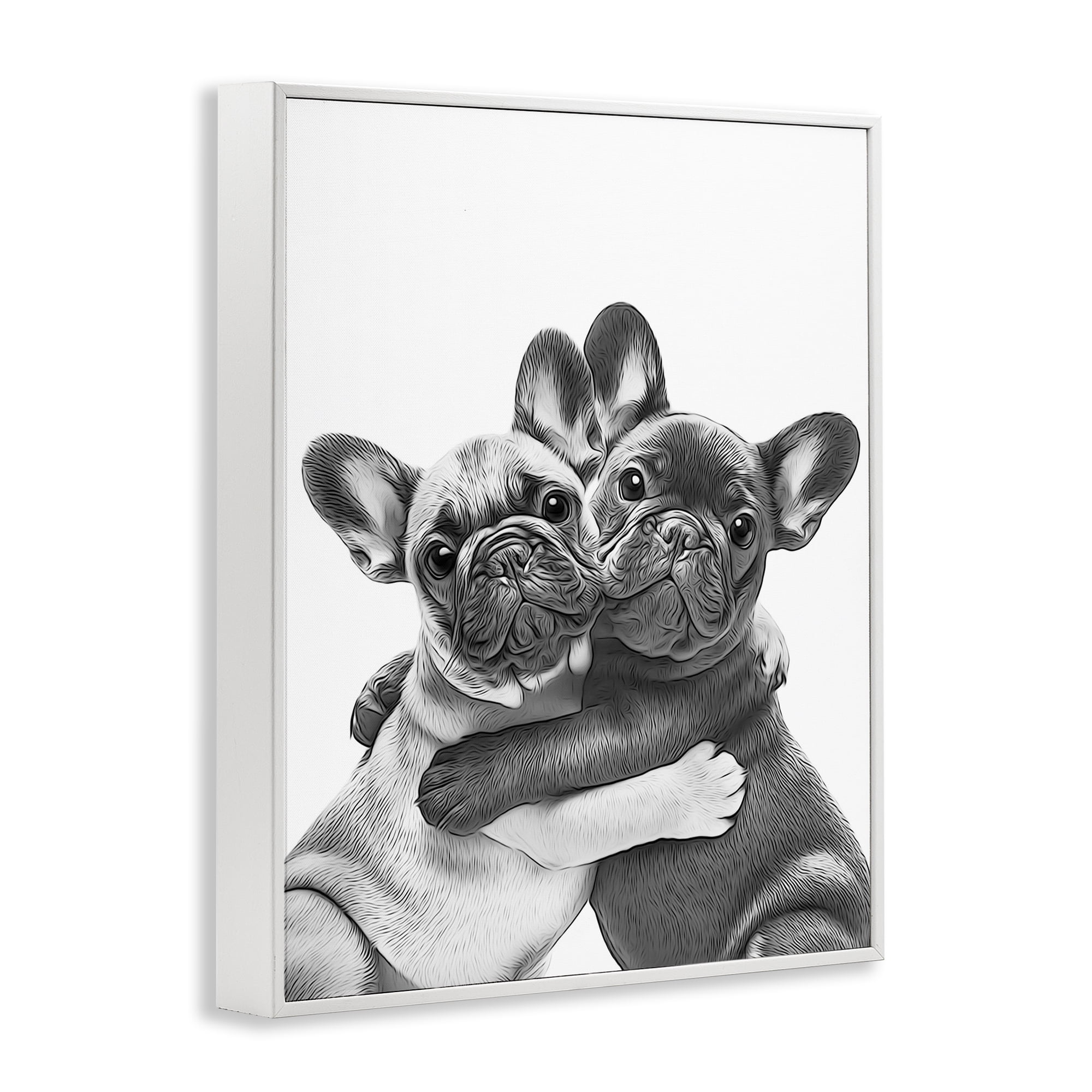 Stupell Industries Hugging Dog Pair Animals & Insects Painting White Framed Art Print Wall Art, 24 x 30