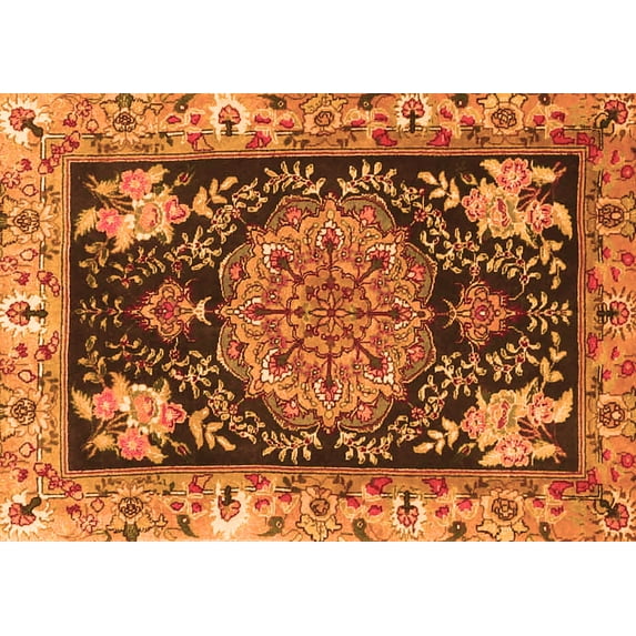 Ahgly Company Indoor Rectangle Medallion Orange Traditional Area Rugs, 2' x 4'