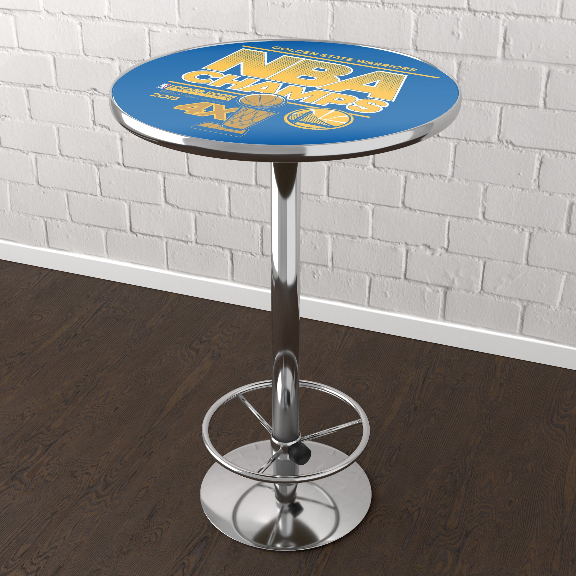 Golden State Warriors NBA Champs Bar Table with Adjustable Footrest and Acrylic Top