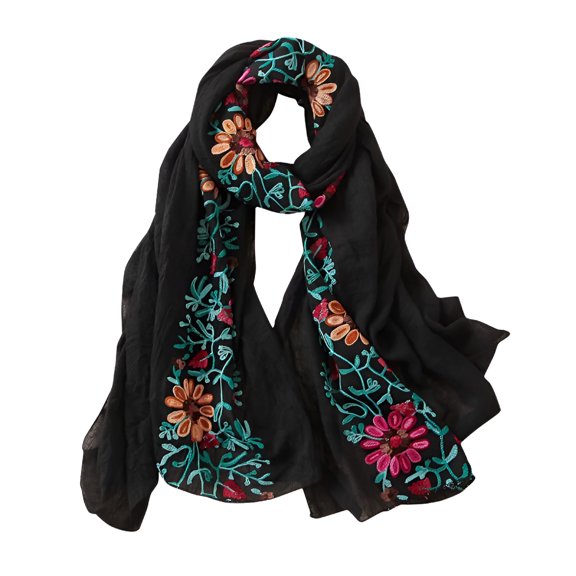 TELOLY Shawl Wraps Scarf Women's Scarf Embroidery Pashmina Cotton Shawls Floral Bandana Scarves