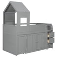 thumbnail image 5 of Harper & Bright Designs Twin House Loft Bed with Roof and Roll-Out Desk Desk, Wooden Twin Loft Bed Frame with Drawers and Cabinets for Boys Girls, Space Saving Loft Bed, Gray, 5 of 20