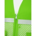 thumbnail image 6 of TiaoBug Men Women High Visibility Reflective Safety Vest Breathable Mesh Zipper Vest Work Outdoor Activities Light Green 170-L, 6 of 6