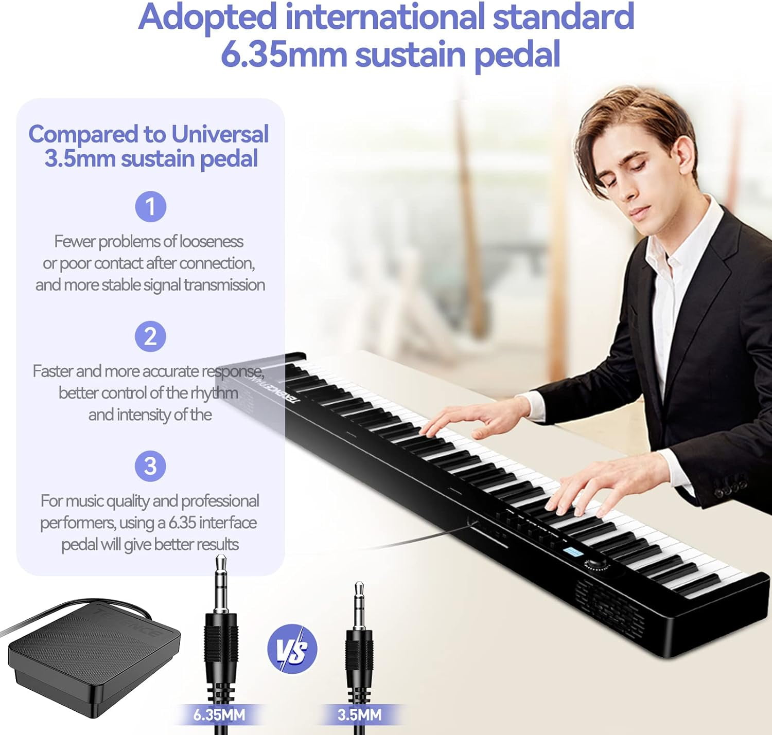Terence 88-Key Semi-Weighted Folding Portable Electronic Piano with Bluetooth, LCD Screen, Speakers, 2X5W Speakers