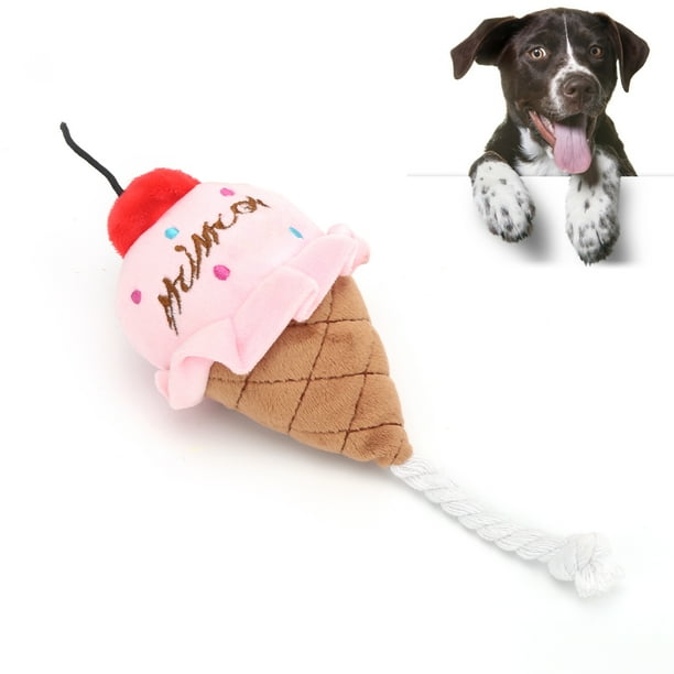 Stuffed Ice Cream Toy Soft Pet Ice Cream Plush Toys Ice Cream Plush Toy Squeaky Chewing Toy For Dog For Cat Pink