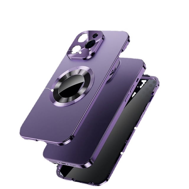 Para iPhone 14 Promax, funda de vidrio de color original, funda de teléfono anticaídas con todo incluido y magnética de metal para Apple 13