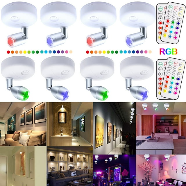 DYstyle Wireless Spotlight Indoor Remote Control Battery Operated RGB