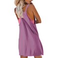thumbnail image 5 of Gkeoshab Womens Sweaters Women's Sleeveless Romper Summer Casual Loose Spaghetti Strap Short Overalls Jumpersuit with Pockets Purple XXXL, 5 of 6