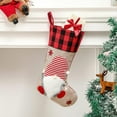 thumbnail image 2 of Christmas Stockings, 18 Inches Burlap Buffalo Plaid Stockings with Sweden Gnomes Family Christmas Stocking for Xmas Home Decor, Christmas Decorations, 2 of 6