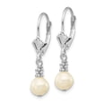 thumbnail image 2 of 14K White Gold 5-6mm White Semi-round FWC Pearl Leverback Earrings, 2 of 3