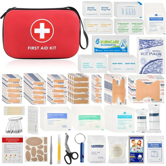 First-Aid-Kit-for-Car-Home-Travel-Camping-Businesses, Compact Waterproof Hard Case, Public Emergency Medical Kits - Perfect for Survival, Vehicle, Boat, Sports, Hiking, Office, Dorm ()