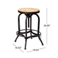 thumbnail image 4 of GDF Studio Eulah Modern Industrial Fir Wood Adjustable Swivel Barstool, Natural and Black Brushed Silver, Set of 2, 4 of 9