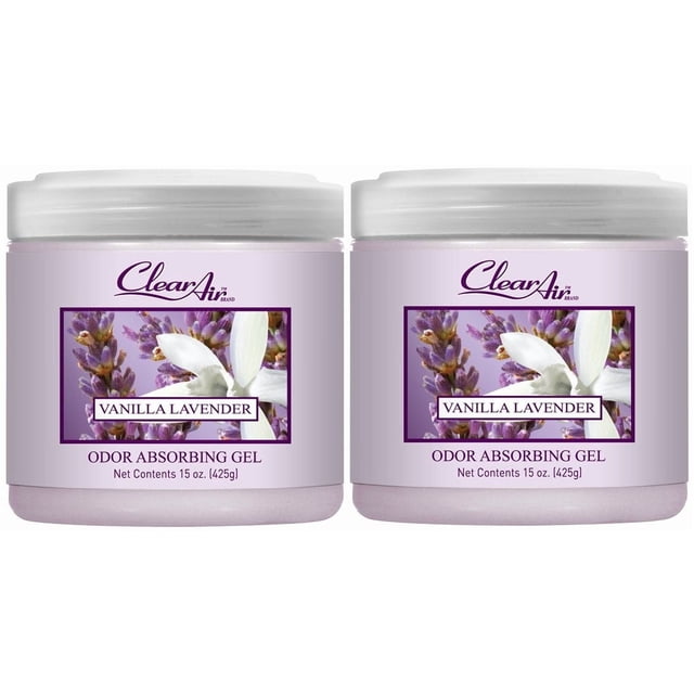 Gel absorbente de olores Clear Air, 450 ml, aroma a lavanda y vainilla, x2