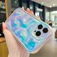 thumbnail image 2 of iPhone 13 Pro Holographic Case, Cute Laser 3D Water Ripple Bling Glitter Luxury Wave Shape Phone case for Women Girls Silicone Protection Cover (Fluorescent White), 2 of 16