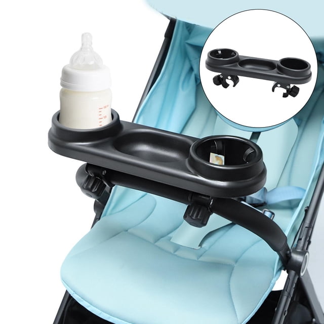 Bandeja de aperitivos universal para cochecito de bebé con soporte para biberón, almacenamiento de partición premium lavable, organizador de bandeja Hugo Bandeja de cochecito