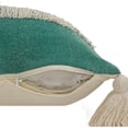 thumbnail image 4 of Laddha Home Designs Loomed Color Block Tassel Fringe Cotton Throw Pillow - 20" - Green and Cream, 4 of 9