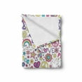 thumbnail image 2 of Hipster Soft Flannel Fleece Throw Blanket, Retros of Sixties Peace Magic Mushroom Love Stars and Hearts Hippie Music, Cozy Plush for Indoor and Outdoor Use, 70" x 90", Multicolor, by Ambesonne, 2 of 6