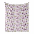 thumbnail image 1 of Orchids Soft Flannel Fleece Throw Blanket, Blooms with Purple Dots Patches Tropical Stems Wedding Theme, Cozy Plush for Indoor and Outdoor Use, 70" x 90", Olive Green Pale Mauve, by Ambesonne, 1 of 6