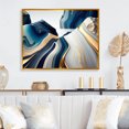 thumbnail image 1 of Designart Blue Modern Gold framed wall art, Abstract framed wall art Print, Waves of Blue and Gold Geode I , Abstract framed wall art decor, 32x24 inches Gold Frame, 1 of 5