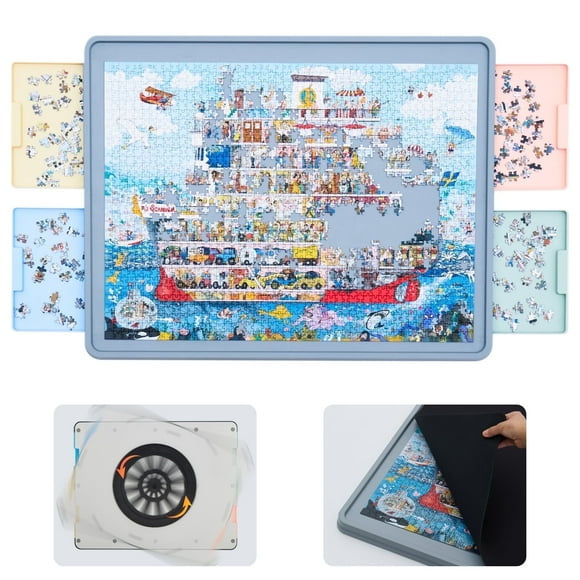 WELGEE 1500-Piece Rotating Puzzle Board with Drawers, Cover, and ABS Plastic Build