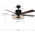 thumbnail image 2 of Ceiling Fan Light 52 Inch - Retro Industrial 5-Lights E27 Fixture for Restaurant/Living Room/Bedroom Create Iron Cage Rustic Style, 2 of 7
