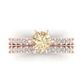 thumbnail image 2 of Clara Pucci 18K Rose Gold Round Cut 1Ct Natural Morganite Engagement Ring + Matching Band - Luxury Box Included, 2 of 7