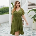 thumbnail image 3 of Summer Dresses for Women Maxi Dress Plus Size Women's Women's Elegant Lace Sleeve V Neck Dress, 3 of 6