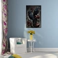 thumbnail image 6 of HFDF Academic Wall Art - Black Crow & Roses Poster Gothic Halloween Room Decor - Raven Couple Dark Forest Canvas Prt - Cottagecore Home Decor for Bedroom & Dorm - 16x20inch Framed, 6 of 6