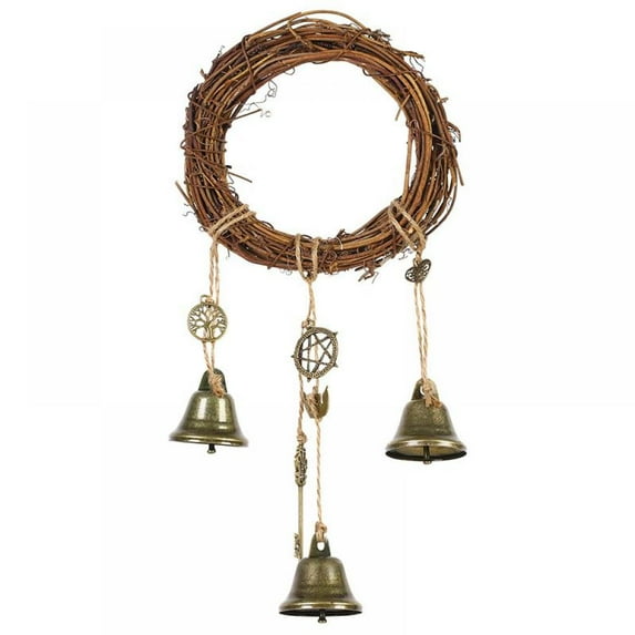 2 Pieces Wiccan Bell Wind Chimes Witch Wind Chimes Door Hanger Hanging Witch Bells Protection Witchcraft Home Decor for Patio Garden Boho Home Decor