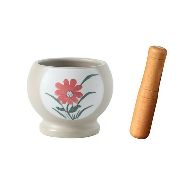Multifunctional Seasoning Pounder Ceramic Manual Spice Bowl Mortar and Pestle Set Herb Grinder