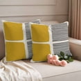 thumbnail image 2 of Yellow Outdoor Waterproof Pillow Covers, Modern Painting Farmhouse Striped Abstract Art Decorative Square Throw Pillowcase Sofa Cushion Sham for Patio/Couch/Chair, 24"x24" 2 Pack, 2 of 8