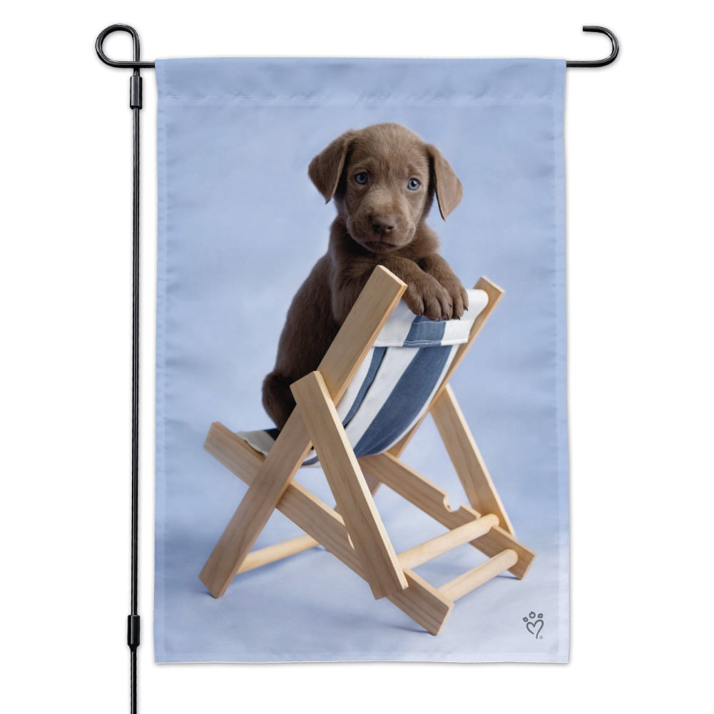 Lab Labrador Puppy Dog in Beach Lounger Chair Garden Yard Flag 