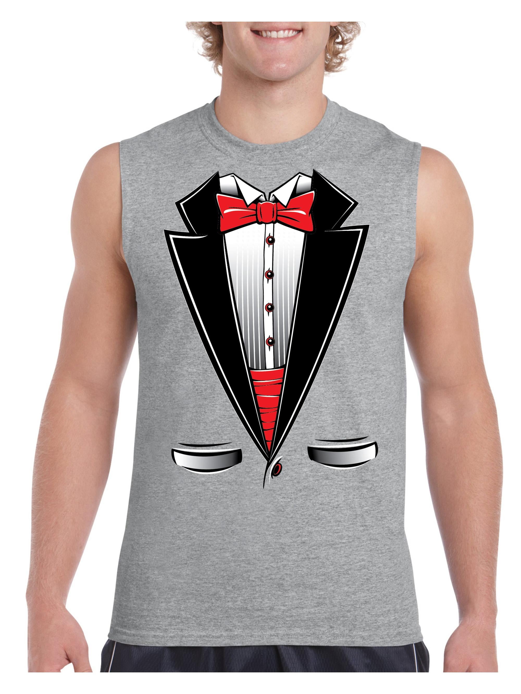sleeveless tuxedo t shirt