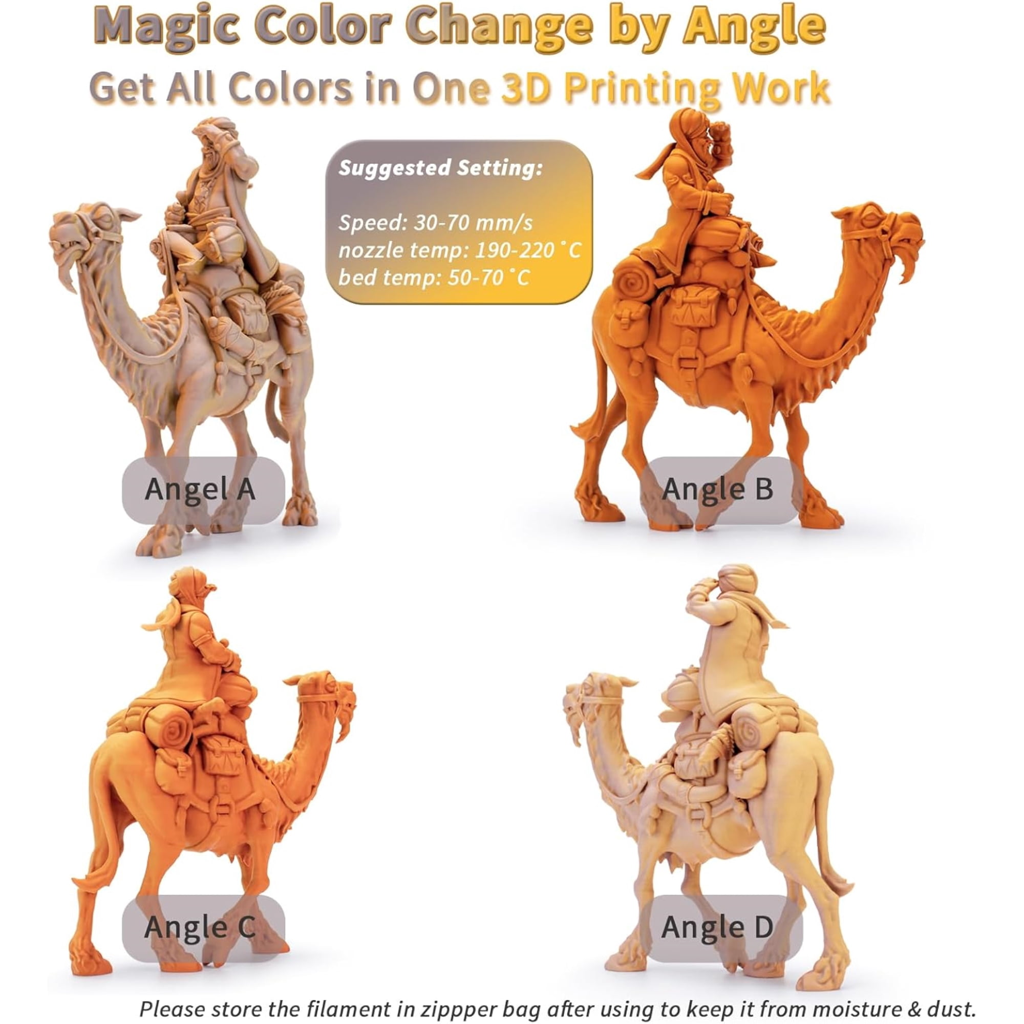 Ziro 3D Tri-Color Matte PLA 1.75mm 1kg, Desert