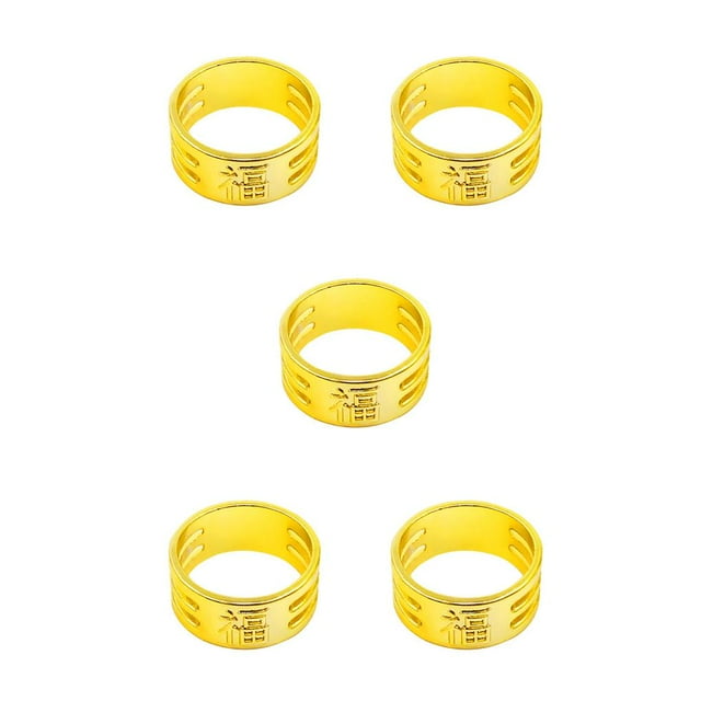 bedienty Knitting Rings Finger for Protection Thimble Adjustable Sewing Loop Specially-designed Crochet Tools for Home Yarn Crafts Thicken Fu Gold Ring 5Set