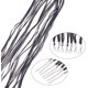 thumbnail image 4 of 100 unidades de cordón para collar de cinta multihilo de 45 cm (17,7") con 3 bucles, cordón encerado, cinta de organza, cierres de mosquetón de aleación, cadenas para hacer collares - Negro, 4 of 7