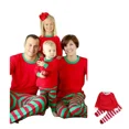 thumbnail image 4 of Conjunto de pijamas navideños 2024 con estampado de rayas para madre, padre e hijos, ropa de dormir informal suave de 2 piezas, atuendo de aspecto familiar, 4 of 5