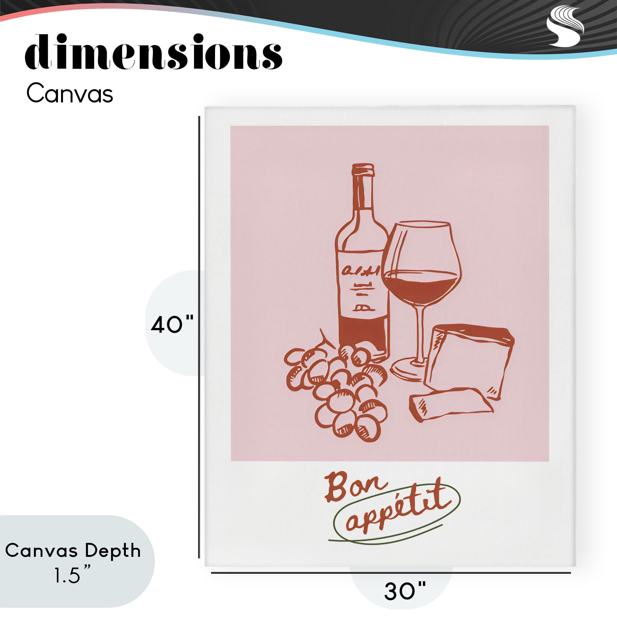 Stupell Industries Bon Appetit Wine & Grapes Canvas Wall Art, design by The Prints Vibe