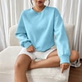 thumbnail image 5 of Women's Sweatshirt Crewneck Tunic Tops Women'sLong Sleeve Solid-color Drop-shoulder Crew-neck Casual Sweatshirt, 5 of 8
