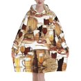 thumbnail image 1 of Beer And Wine Barrel,Women's Oversized Wearable Blanket Hoodie, Blanket Sweatshirt,Flannel Pullover Blanket, 1 of 9