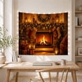 thumbnail image 5 of Lit Fireplace with Garland and Stockings on Stone, Cozy Rustic for Holiday Decor Enthusiasts, Traditional Festive Indoor Art, Christmas Gift Tapestry Wall Hanging for Living Room and Bedroom, 5 of 7