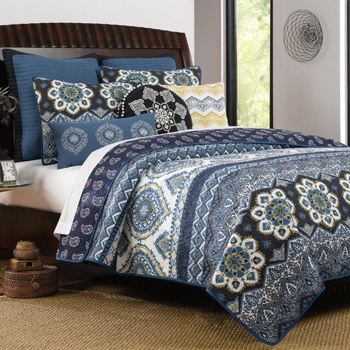 Greenland Medina Indigo Quilt Set, 3Piece Full/Queen