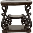 thumbnail image 3 of Bianca Merlot End Table with 2 Glass Shelves for Living Room, Brown Finish, 3 of 10